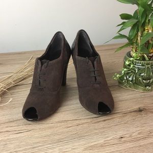 Suede and leather brown open toe woman Shoes